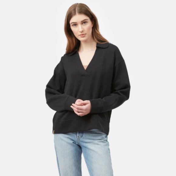 🌲 tentree Treefleece Grove Oversized V-Neck Collar Sweatshirt, Size XS (fits S) - Picture 1 of 10